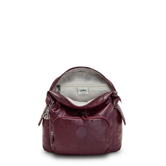 Kipling City Pack Mini Klassiska Metallic Ryggsäck Vinröda | SE 1735TC